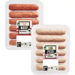 Woolworths Woolworths Beef, Lamb, Pork or Chicken Sausage Varieties 505g Pk 6 offer