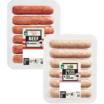 Woolworths Woolworths Beef, Lamb, Pork or Chicken Sausage Varieties 505g Pk 6 offer