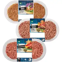 Woolworths Woolworths Australian Chuck & Brisket, Steakhouse or Pork Burger Varieties 454-500g offer