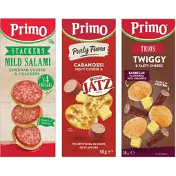 Woolworths Primo Stackers, Trios or Reserve 45-57g offer