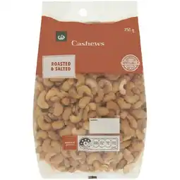 Woolworths Woolworths Cashews Roasted & Salted 750g offer