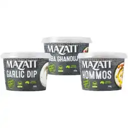 Woolworths Mazati Garlic Dip, Baba Ghanouj Dip or Hommus 500g – From the Fridge offer