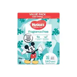 Woolworths Huggies Baby Wipes 3 x Pk 80 offer