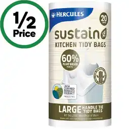 Woolworths Hercules Sustain Plant Kitchen Tidy Bags Large Pk 20 offer