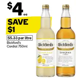 Woolworths Bickford’s Cordial offer