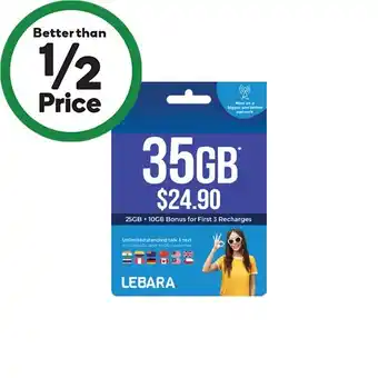 Woolworths Lebara $24.90 Starter Pack≈ offer