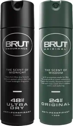 Coles Brut 48Hr or Original Antiperspirant Aerosol Deodorant or Body Spray 130g offer