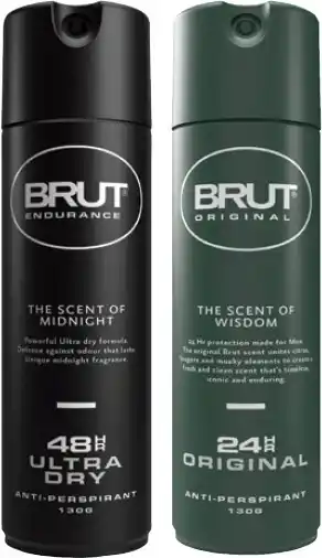 Coles Brut 48Hr or Original Antiperspirant Aerosol Deodorant or Body Spray 130g offer