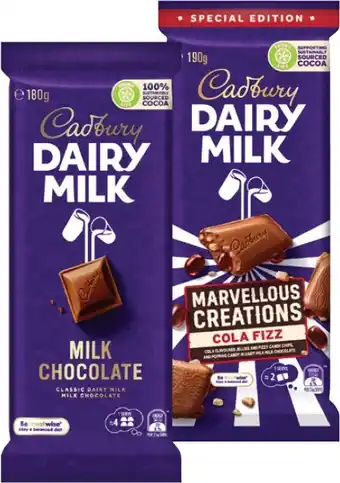 Coles Cadbury Dairy Milk Block Chocolate 150g-190g offer