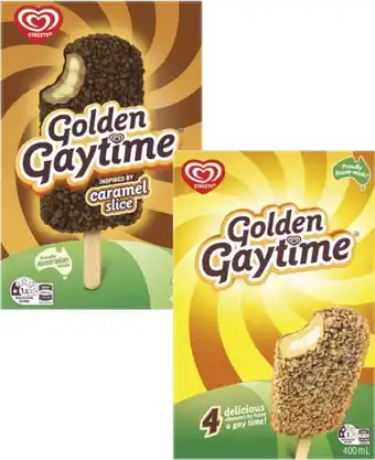 Coles Streets Golden Gaytime Sticks 4 Pack 400mL offer