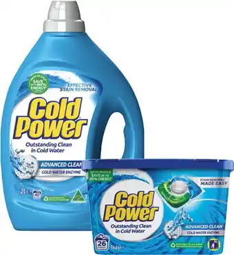 Coles Cold Power Laundry Liquid 2 Litre or Capsules 26 Pack offer