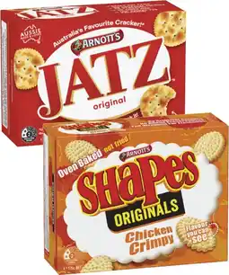 Coles Arnott's Shapes or Jatz Crackers 130g-225g offer