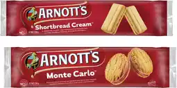 Coles Arnott's Shortbread Cream or Monte Carlo Biscuits 250g offer