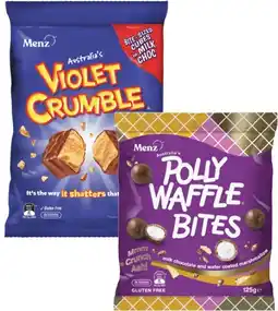 Coles Violet Crumble Choc Honeycomb 120g-150g or Polly Waffle 125g offer