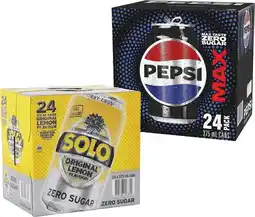 Coles Pepsi Max or Solo Soft Drink 24x375mL offer