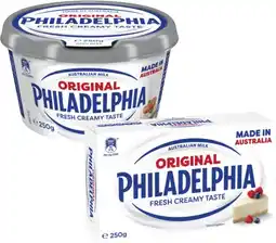 Coles Philadelphia Cream Cheese Block or Tub 250g offer