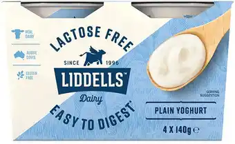 Coles Liddells Lactose Free Yoghurt 4x140g offer