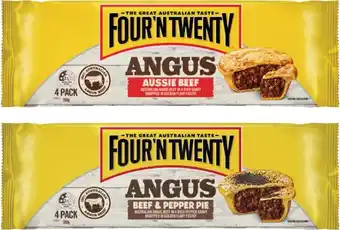 Coles Four'N Twenty Angus Beef Pies 4 Pack 700g offer