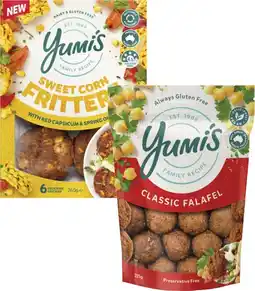 Coles Yumi's Falafel Balls 225g or Fritters 260g offer