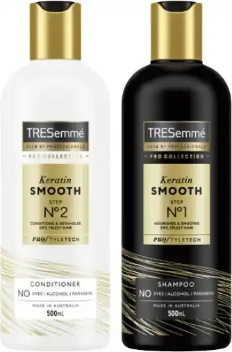 Coles Tresemmé Pro Keratin Smooth Shampoo or Conditioner 500mL offer