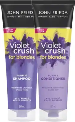 Coles John Frieda Violet Crush Tone Refresh Shampoo or Conditioner 250mL offer