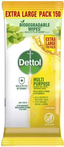 Coles Dettol Disinfectant Wipes 150 Pack offer