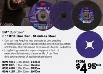 Blackwoods 3M Cubitron 31187C Fibre Disc - Stainless Steel offer