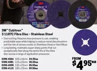 Blackwoods 3M Cubitron 3 31187C Fibre Disc - Stainless Steel offer