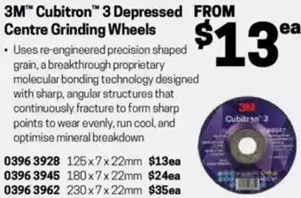 Blackwoods 3M Cubitron 3 Depressed  Centre Grinding Wheels offer