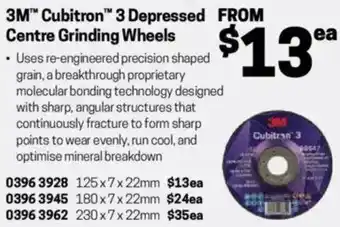 Blackwoods 3M Cubitron 3 Depressed FROM Centre Grinding Wheels offer