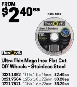 Blackwoods Ultra Thin Mega Inox Flat Cut Off Wheels - Stainless Steel offer