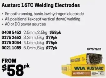 Blackwoods Austarc 16TC Welding Electrodes offer