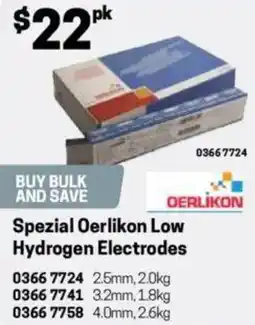 Blackwoods Spezial Oerlikon Low Hydrogen Electrodes offer