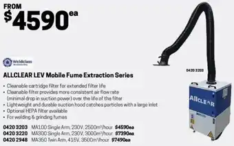 Blackwoods ALLCLEAR LEV Mobile Fume Extraction Series offer