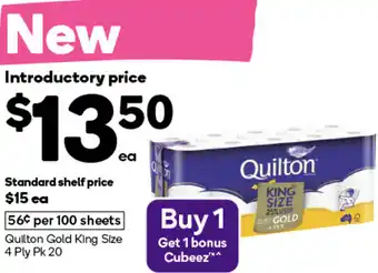 Woolworths Quilton gold king size offer