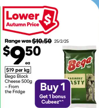 Woolworths Bega block cheese offer