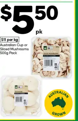 Woolworths Australian cup or sliced mushrooms offer