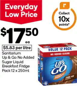 Woolworths Sanitarium Up & Go No Added Sugar Liquid Breakfast Fridge Pack offer