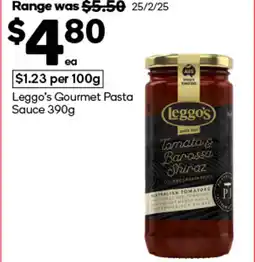 Woolworths Leggo's Gourmet Pasta Sauce offer