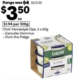 Woolworths Chris' Homestyle Dips offer