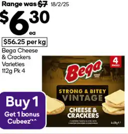 Woolworths Bega Cheese & Crackers Varieties offer