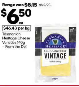 Woolworths Tasmanian Heritage Cheese Varieties offer