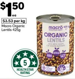 Woolworths Macro Organic Lentils offer