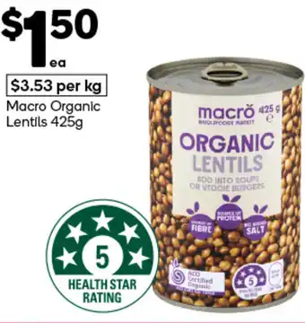 Woolworths Macro Organic Lentils offer