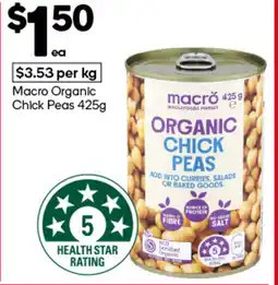 Woolworths Macro Organic Chick Peas offer