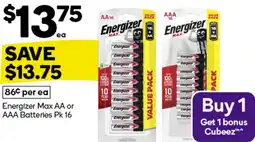 Woolworths Energizer Max AA or AAA Batteries offer