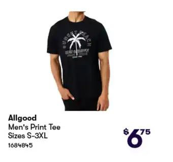 Woolworths Allgood Men's Print Tee Sizes offer