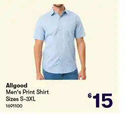 Woolworths Allgood Men's Print Shirt Sizes offer