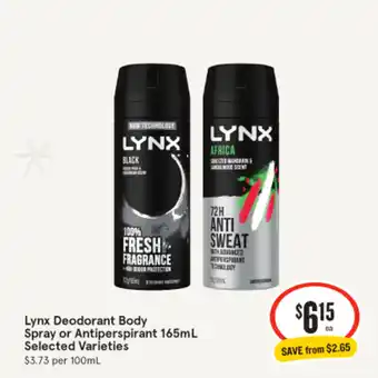 IGA Lynx deodorant body spray or antiperspirant offer