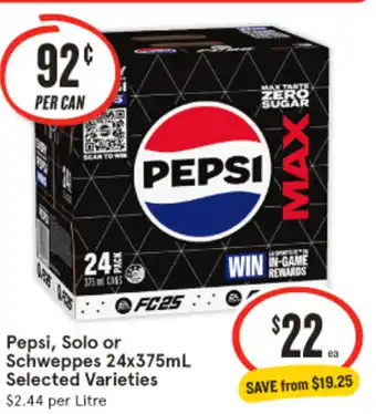 IGA Pepsi, Solo or Schweppes offer